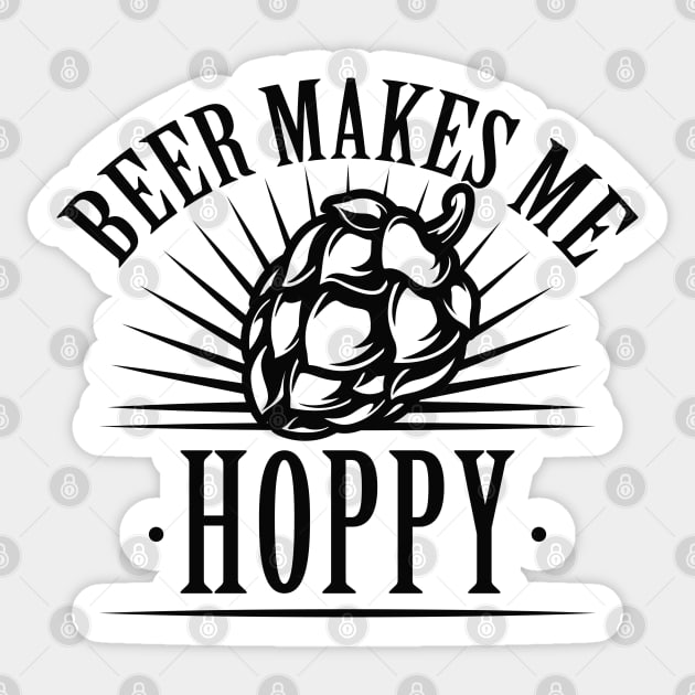 Beer Makes Me Hoppy Sticker by LuckyFoxDesigns